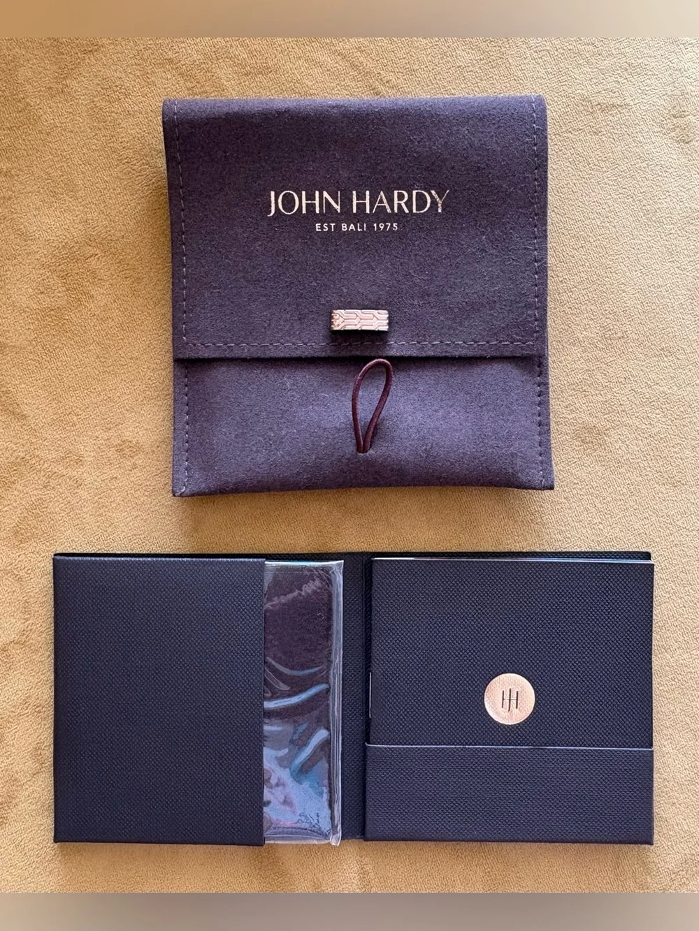 John Hardy Luxury Jewelry Gift Box Set with Travel Pouch, Cloth & Booklet